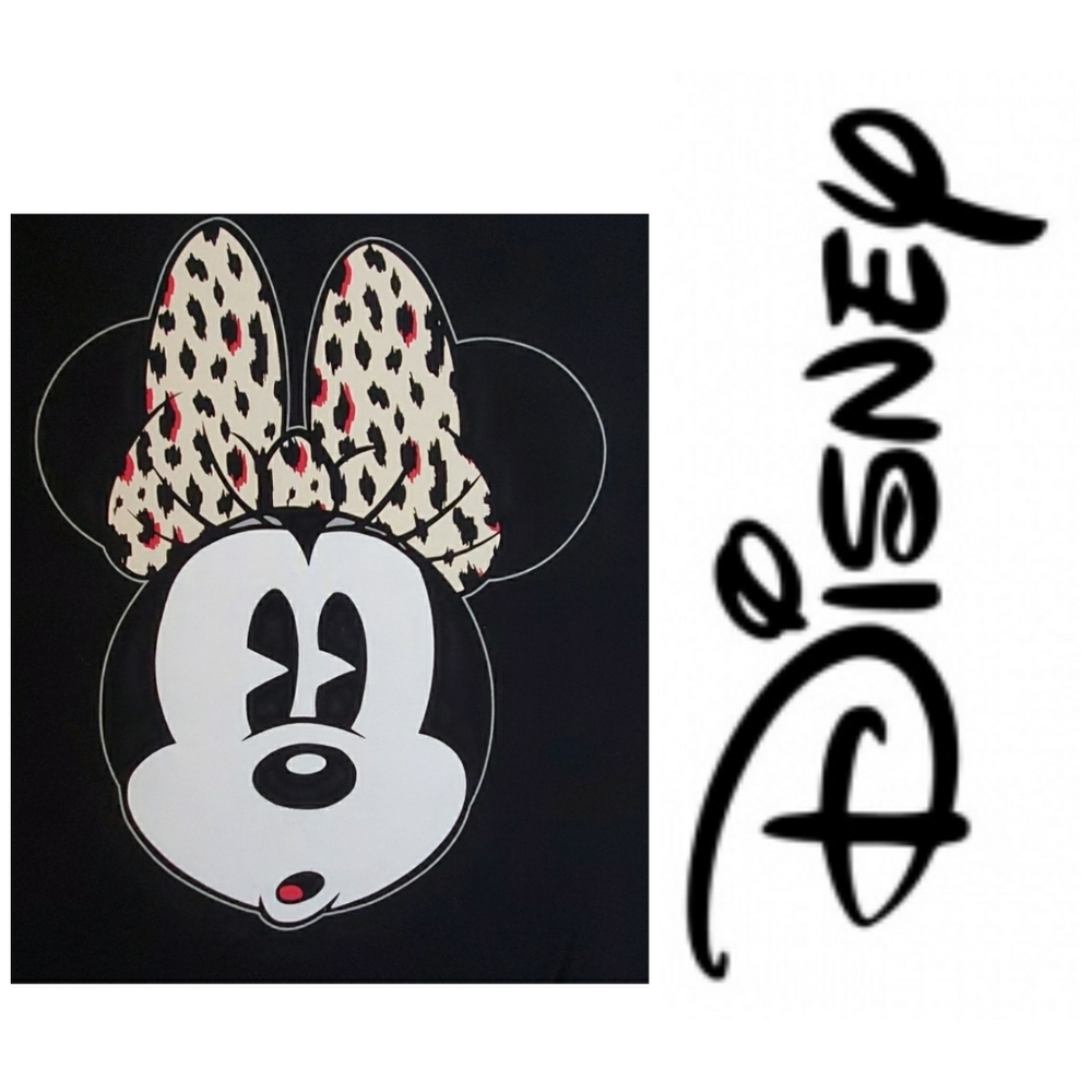 DISNEY Minnie Mouse v neck cap sleeve black tee shirt sz.L 12/14 Park Merch
